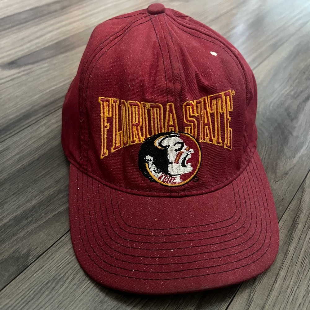 Florida State FSU Vintage Red Baseball Cap Gold and Garnet Logo and Lettering
